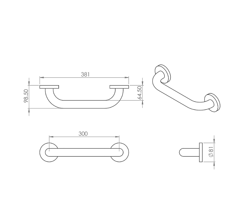 Diagram grab bar 300mm